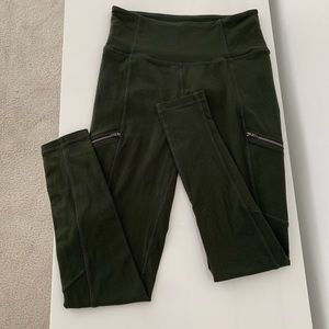 Athleta Olive Green Leggings w/ Pockets - Size S